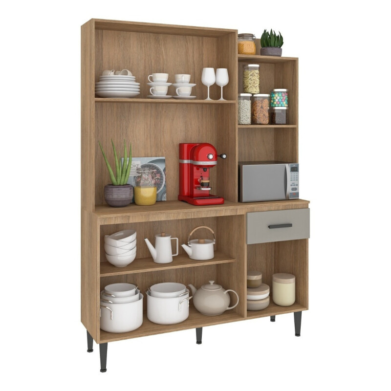 Mueble Cocina Grecia Bajo Mesada Kit Aéreo Alacena Aparador Marrón