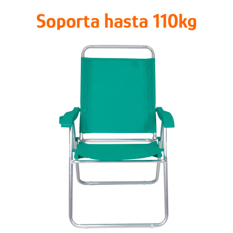 Set X2 Sillas Altas Reposeras 4 Pos. Boreal Mor Aluminio Verde