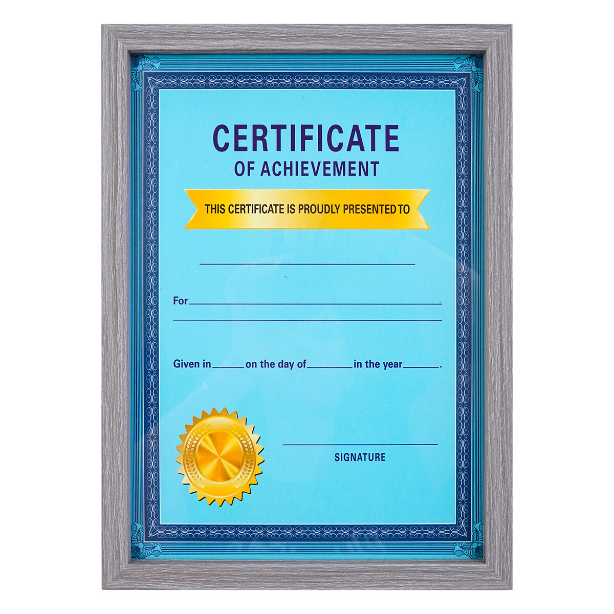 Porta certificados con marco gris 