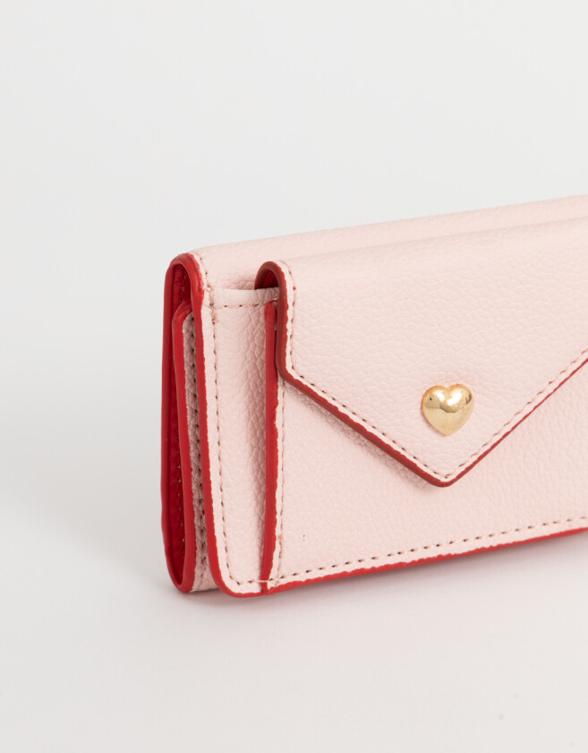 Billetera Romántico Billetera Solapa Corazón - Rosa Claro
