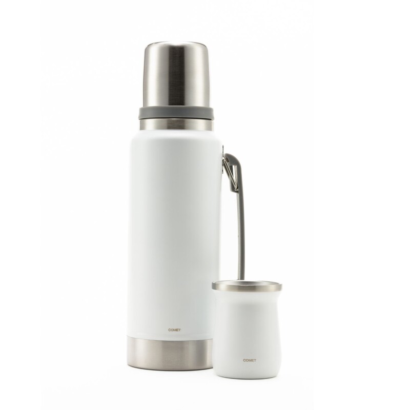 Set termo Comet Viena 1 lt + Mate de 160 ml Blanco