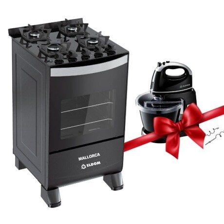 COCINA 4H A GAS ELDOM - MALLORCA VETRO NEGRA + BATIDORA DE REGALO COCINA 4H A GAS ELDOM - MALLORCA VETRO NEGRA + BATIDORA DE REGALO