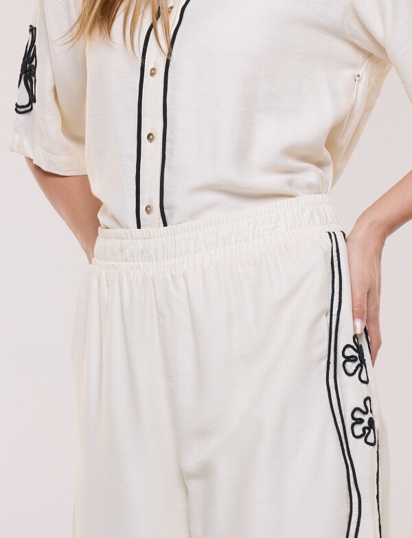 Set Bordado Camisa & Pantalón CRUDO