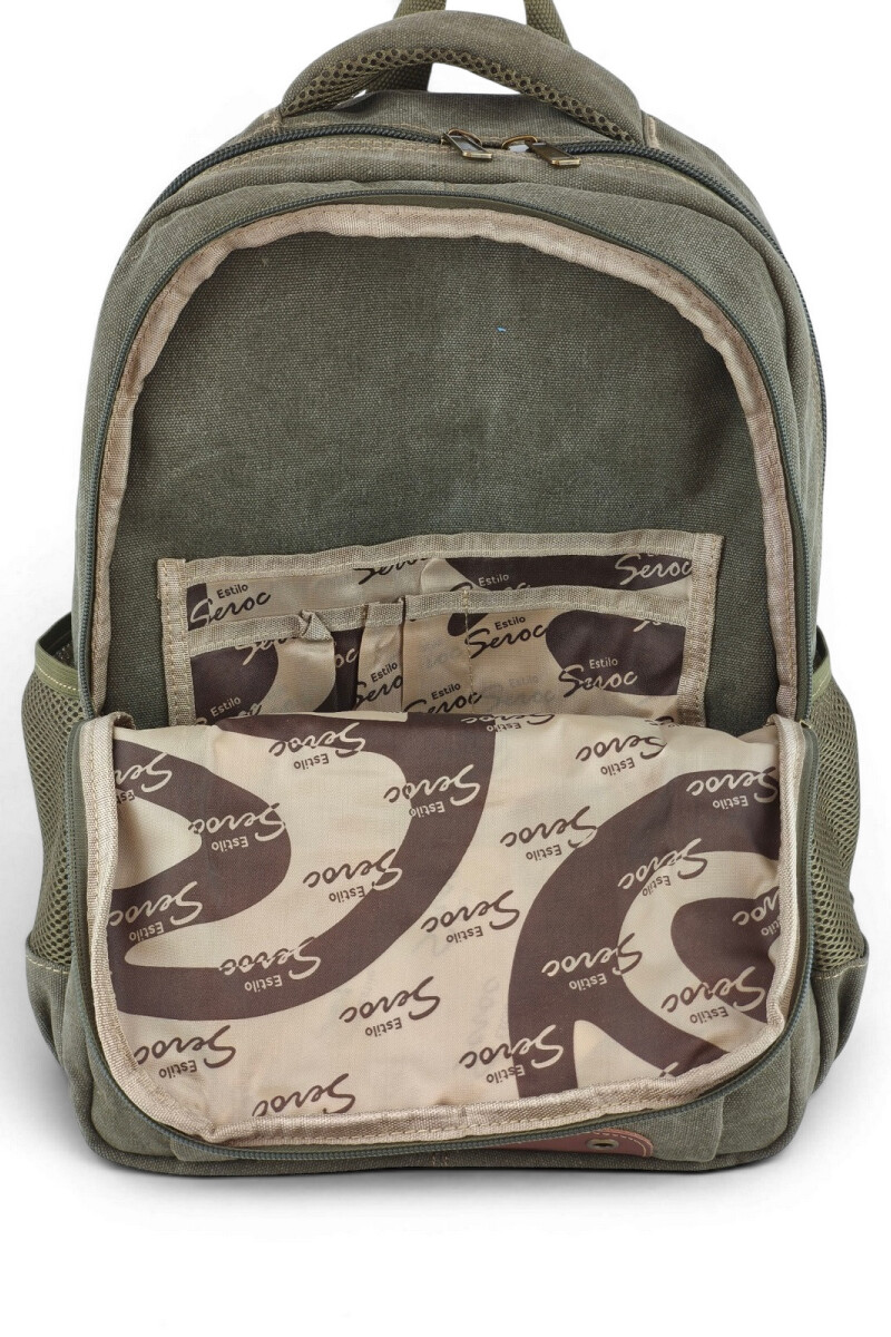 Mochila porta laptop de lona Verde