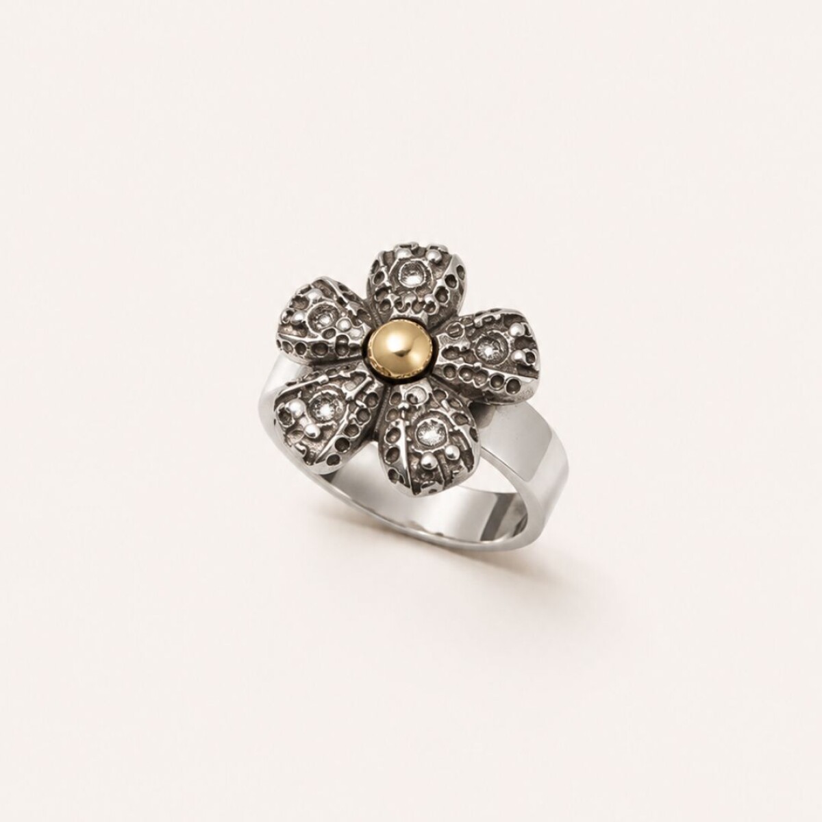 Anillo Flower - Plata y Oro 