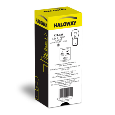 LAMPARA - P21/5W 12V BAY15D PATA DESPAREJA 2 POLOS =03381 HALOWAY LAMPARA - P21/5W 12V BAY15D PATA DESPAREJA 2 POLOS =03381 HALOWAY