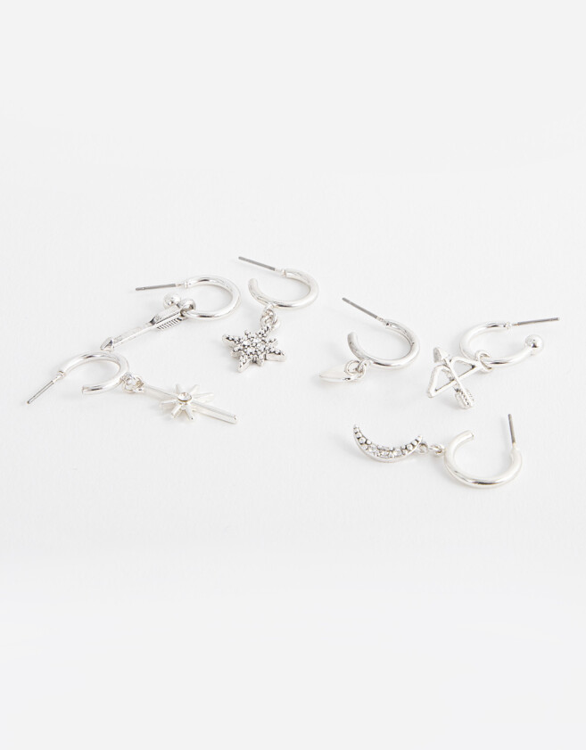 Aros Argollas Set Bañada en Plata Set De Aros Argollas Bañadas En Plata - Plateado