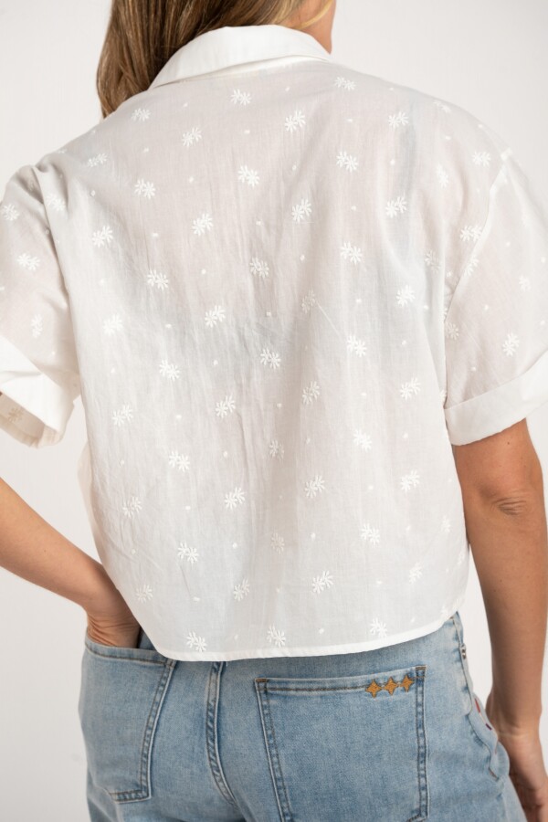 Blusa Broderie Manga Corta Crudo