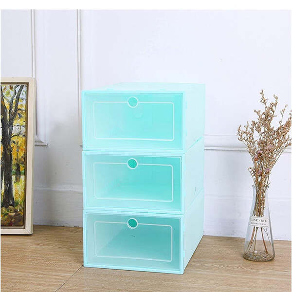 Caja Organizadora Zapatos Zapatera 24 Unidades Caja Apilable Variante Color Verde Agua