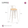 Pack 4 Taburetes Tolix con Respaldo y Asiento de Madera Lumax Blanco