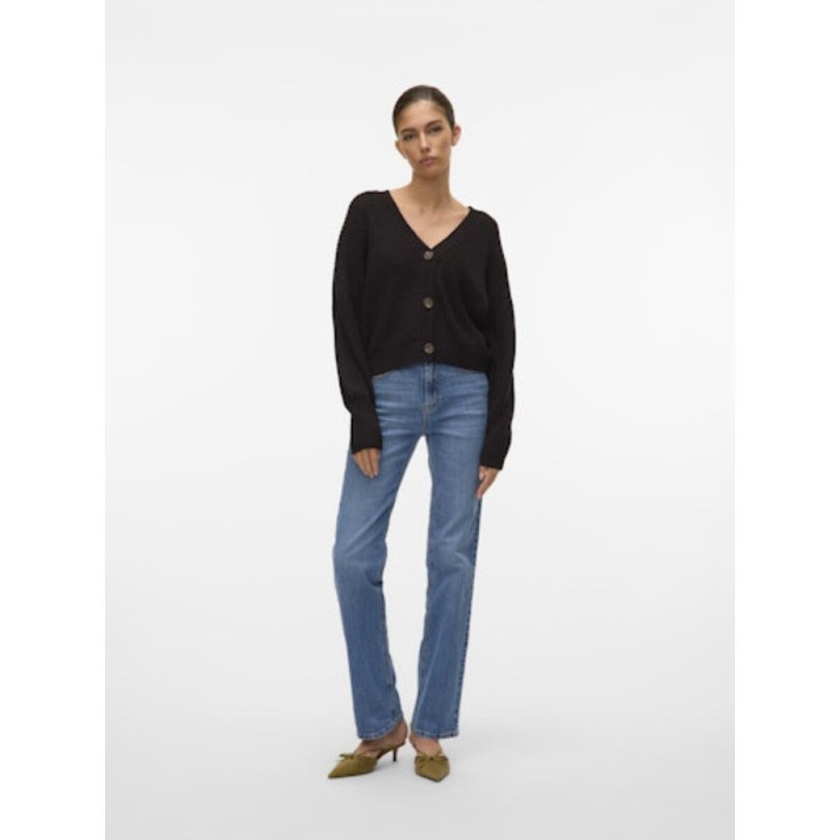 VMLEA LS V-NECK CUFF CARDIGAN NOOS - CORE-15 1 Black 