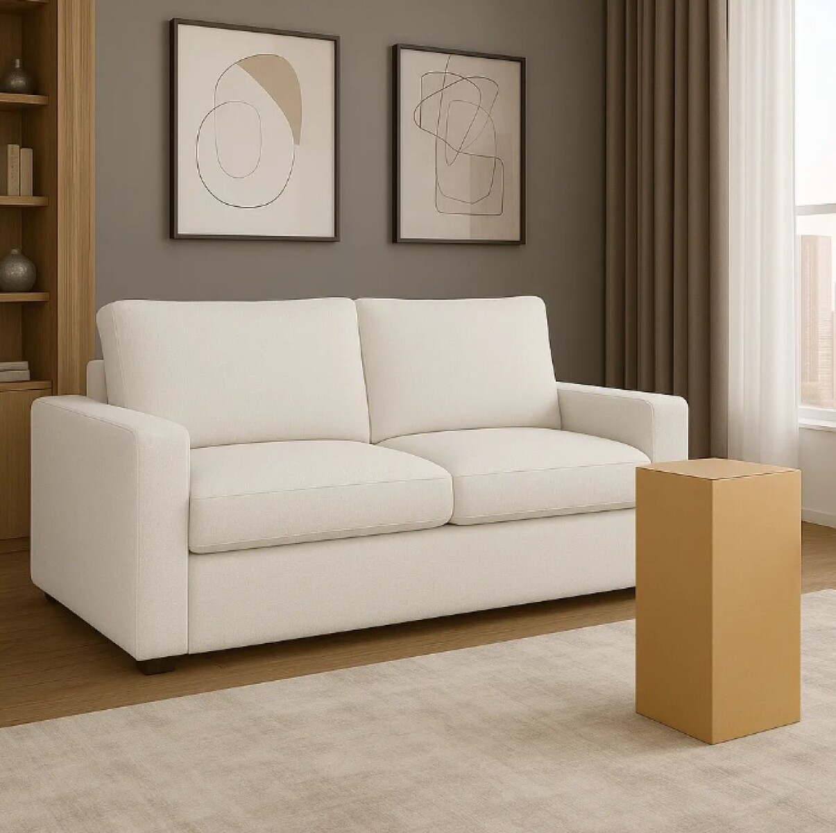 Sillón Sofá Living 2 Cuerpos Litus Compactado En Caja - Blanco 