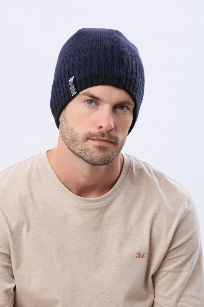 GORRO TEJIDO REVERSIBLE - Azul 
