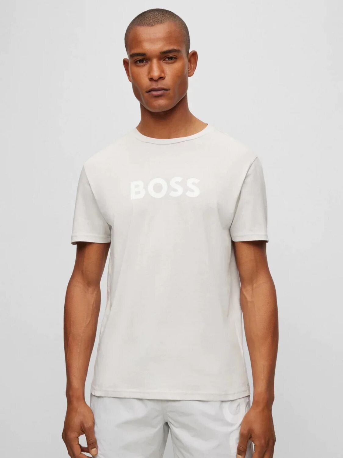 Hugo Boss -Remera de algodón con logo, regular fit, HUGO BOSS Gris