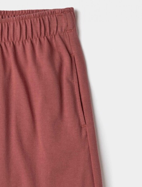 PANTALONES DE PIERNA ANCHA EN TEJIDO DE PUNTO ROSADO