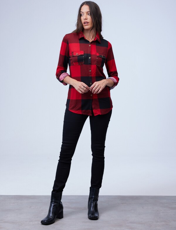 Camisa Soft Cuadrille NEGRO/ROJO