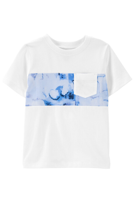 Remera de algodón con bolsillo y diseño tie-dye Sin color