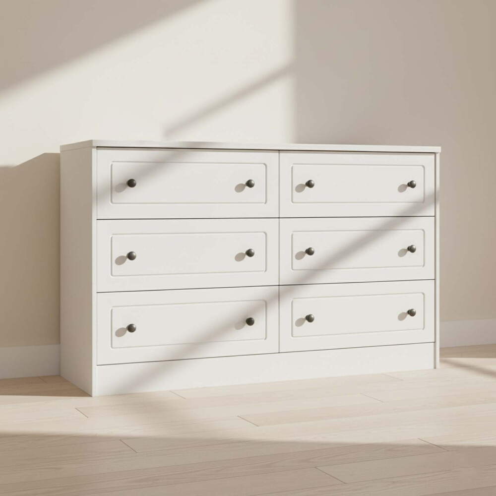 CÓMODA 6 CAJONES MDF BLANCO AMERICANO PLUS