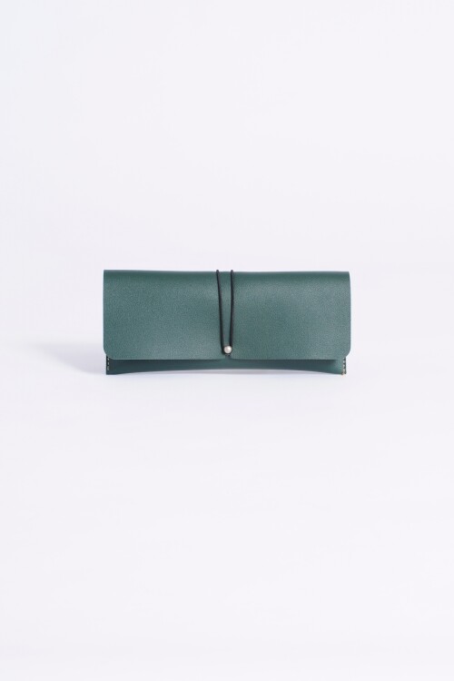 Estuche para lentes con gomita ajustable verde