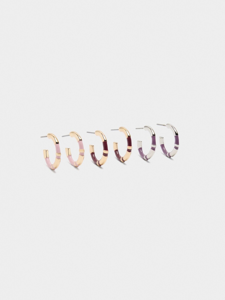Set De Aros Con Esmalte multicolor