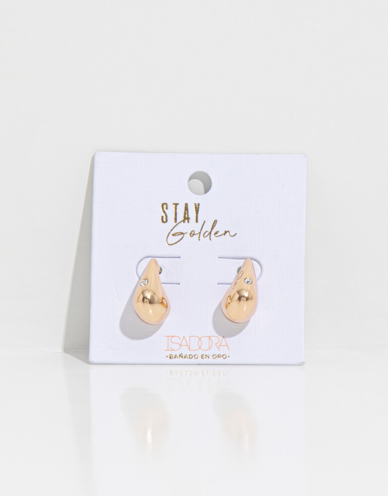 Aros Argollas Metal Aros Gota Con Strass - Dorado