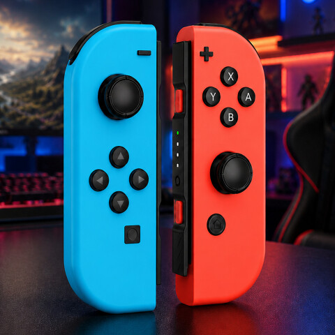 Control Joystick Para Nintendo Switch Inalámbrico Bluetooth Color Rojo y Azul.