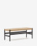 Banco Zaide de madera maciza de roble con acabado negro y asiento de cuerda 120cm