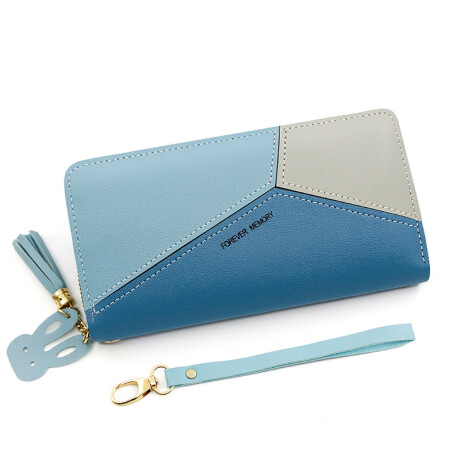 Billetera de dama tres colores Celeste