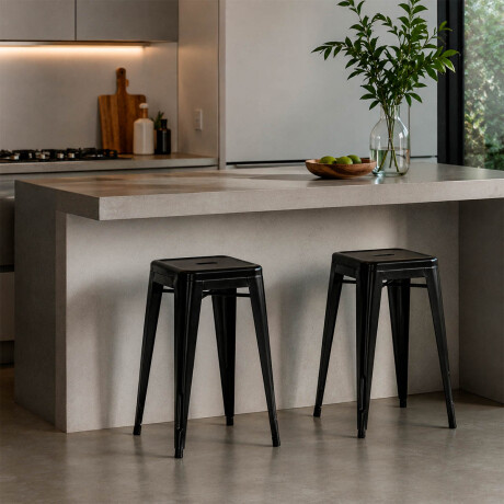 Banco Taburete Metálico Tolix Calidad Cocina Jardín Negro
