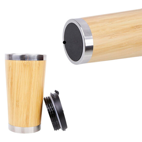 Termo de Bambú y Acero Inoxidable Aura con Tapa 450 Ml 001