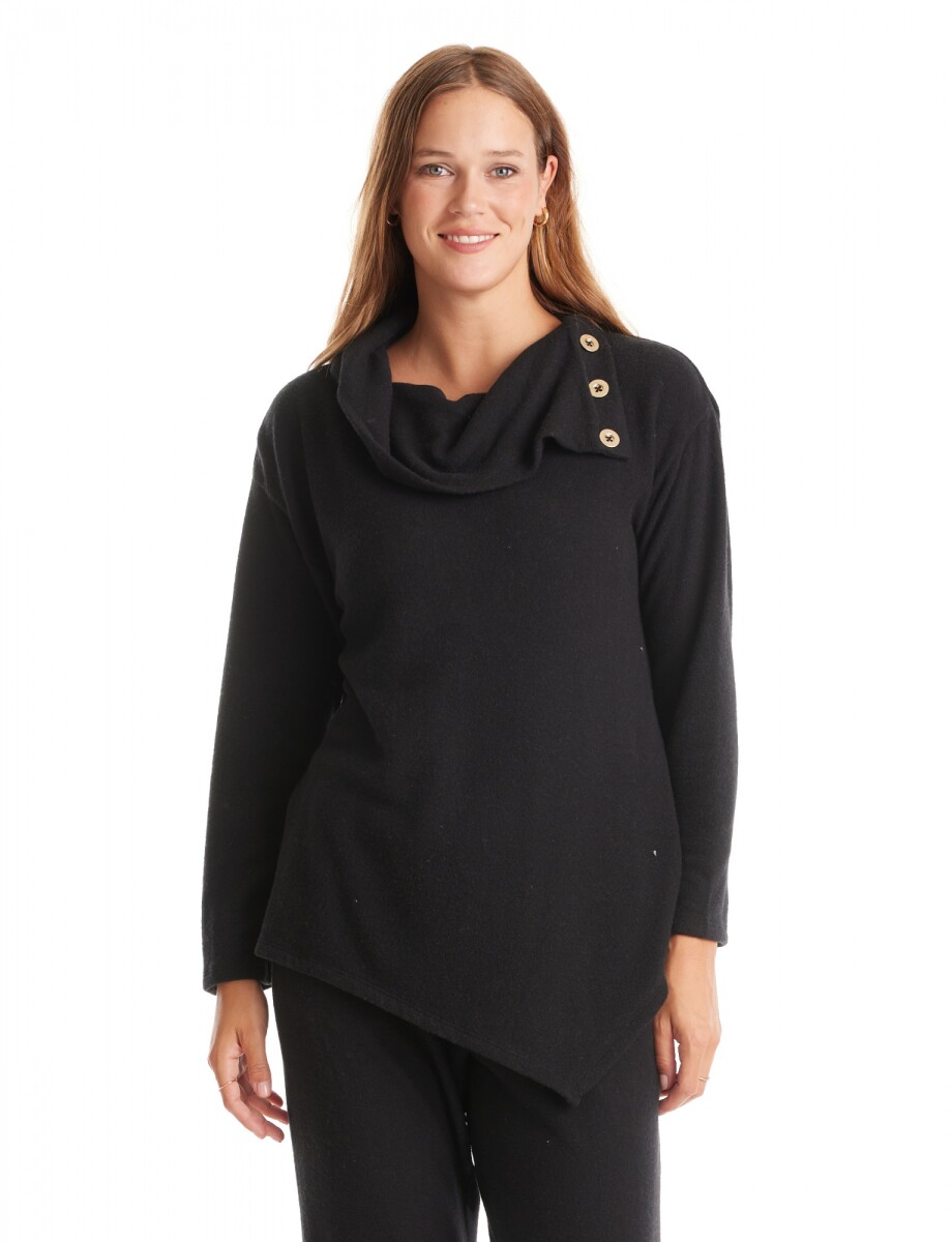 Buzo Soft Cuello Volcado - Negro 