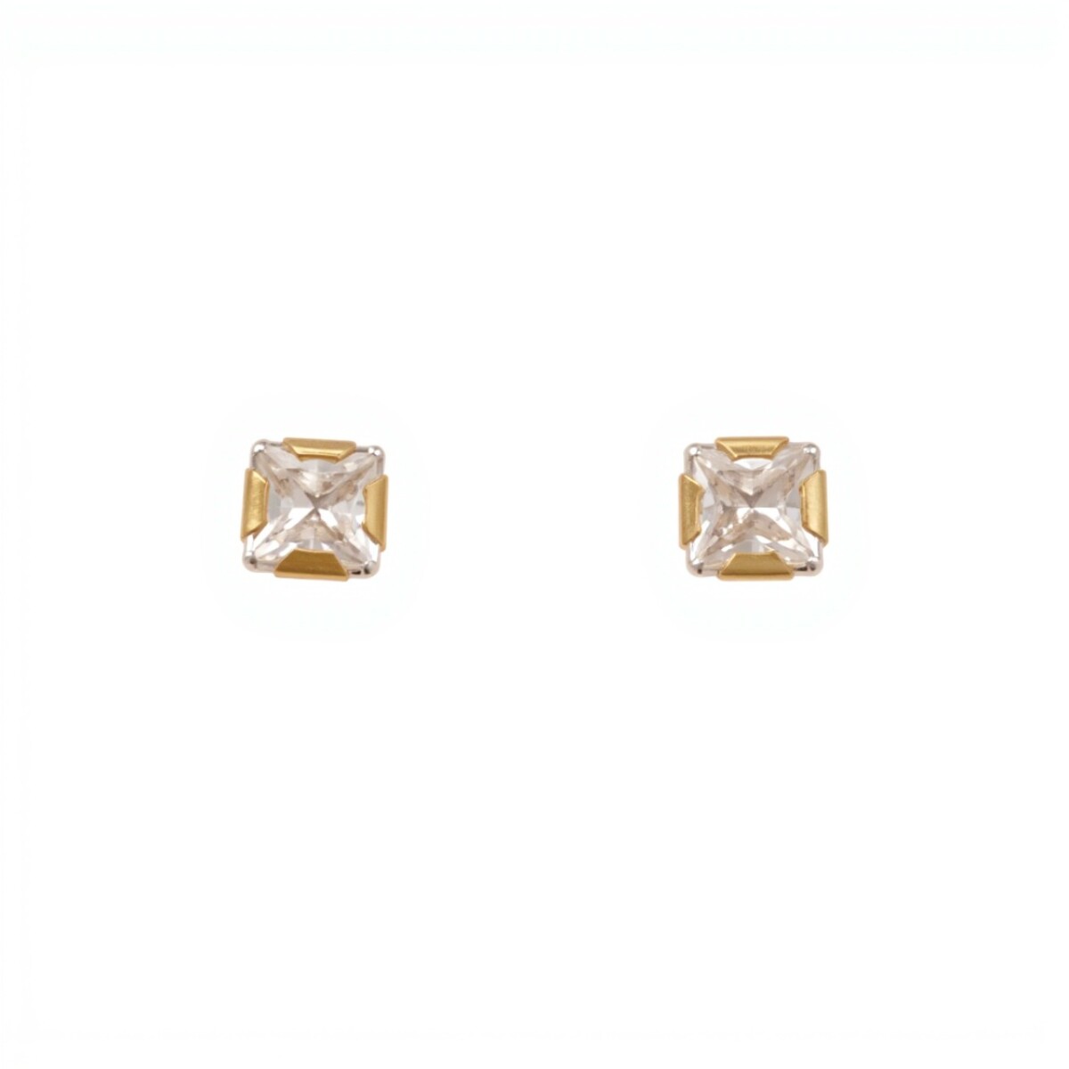 Caravanas Cuadrados de oro - Oro bajo - Zirconia - CA8108 - conpiedra 