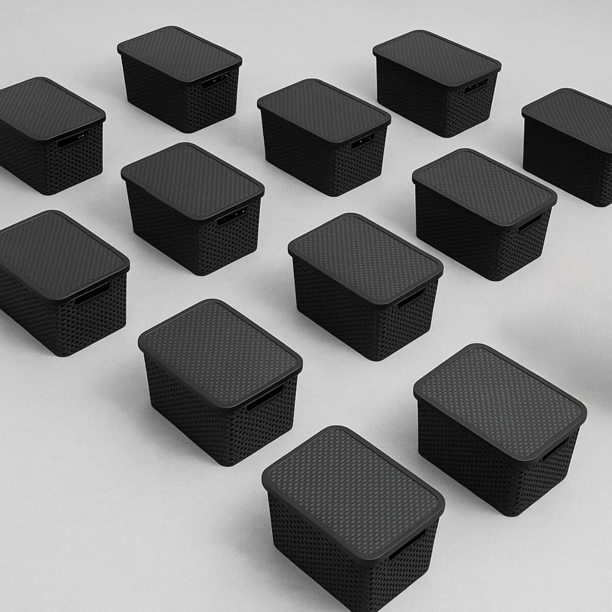 Set x12 caja organizadora simil ratán 7lts - NEGRO 