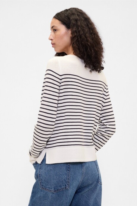 Buzo Cuello Bote A Rayas Mujer Milk Stripe
