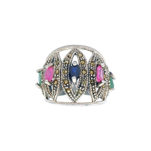 Anillo Cúpula-Plata 925-Piedras Varias-AN3249 conpiedra