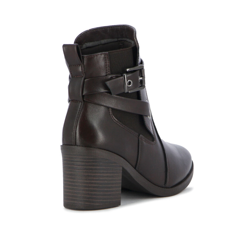 Botas Mujer Comfortflex Taco Medio Con Hebillas Cafe