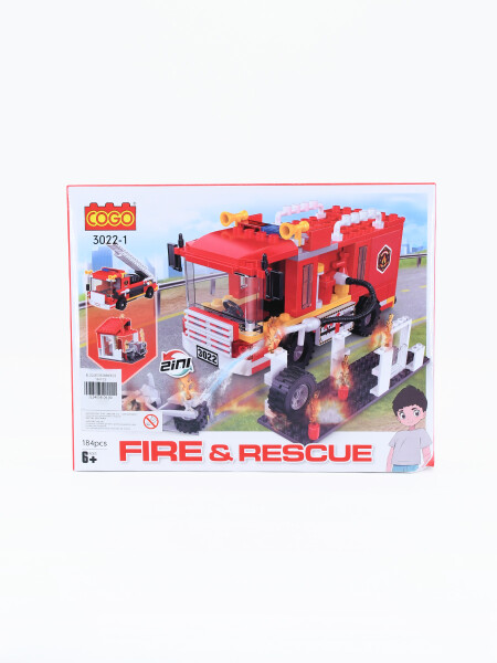 BLOQUES BOMBEROS 184 PCS ROJO