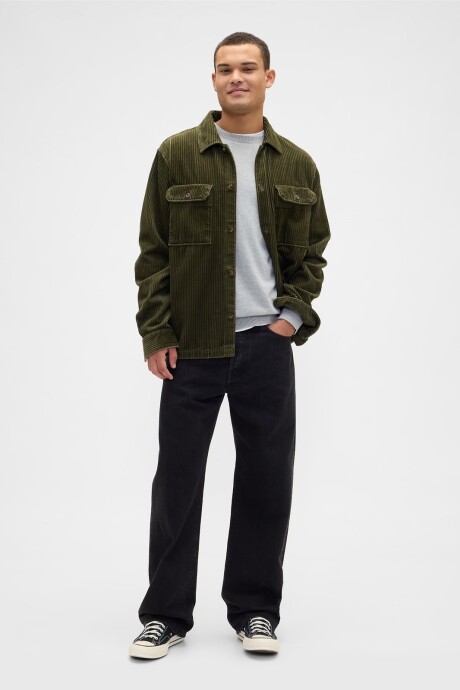 Sobrecamisa De Pana Hombre Olive Night 19-0515Tcx