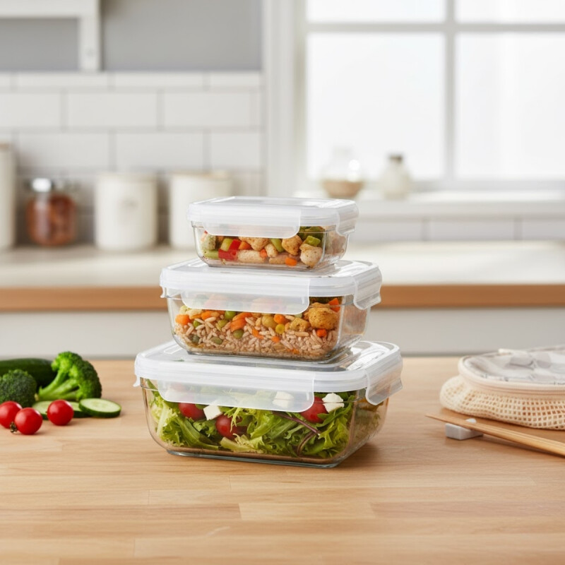 Set x3 Pote hermético 400/800/1,400 ml TRANSPARENTE