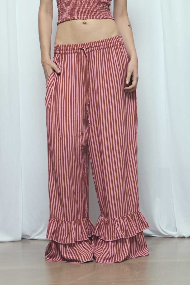 Pantalón rayado volado PREVENTA rosa