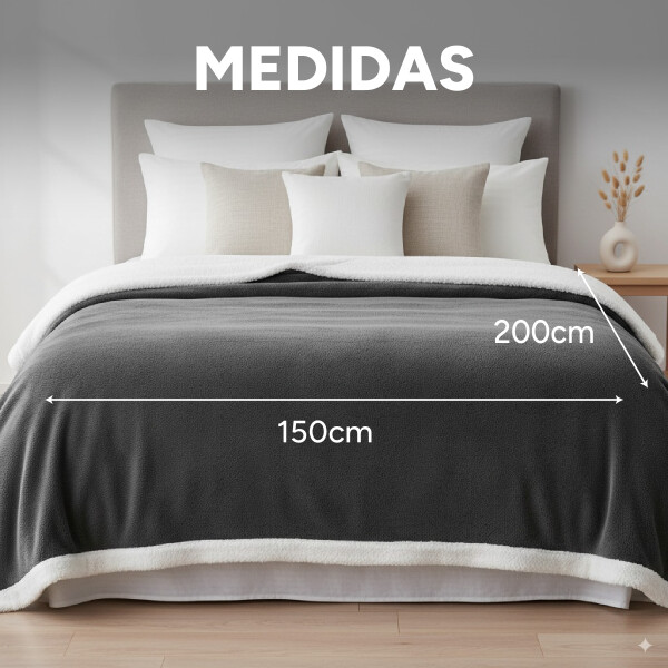 Frazada Manta Polar Con Corderito Acolchado 1 Plazas 200x150 Variante Color Gris