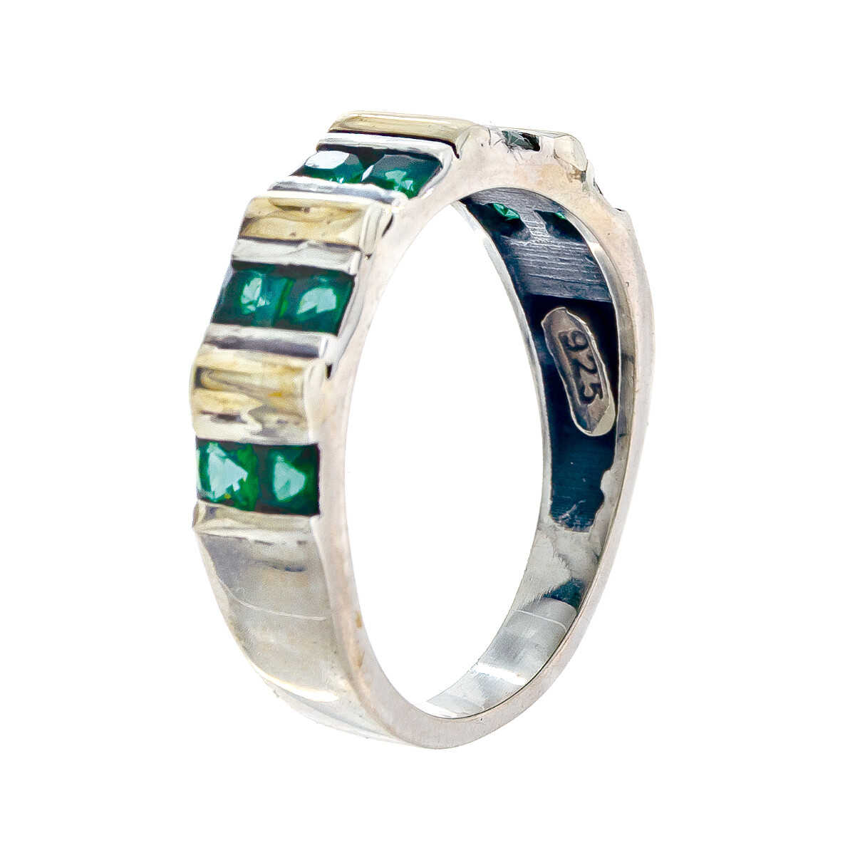 Anillo de Plata 925, Double y circonias 