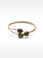 Pulsera Doble Con Piedras verde