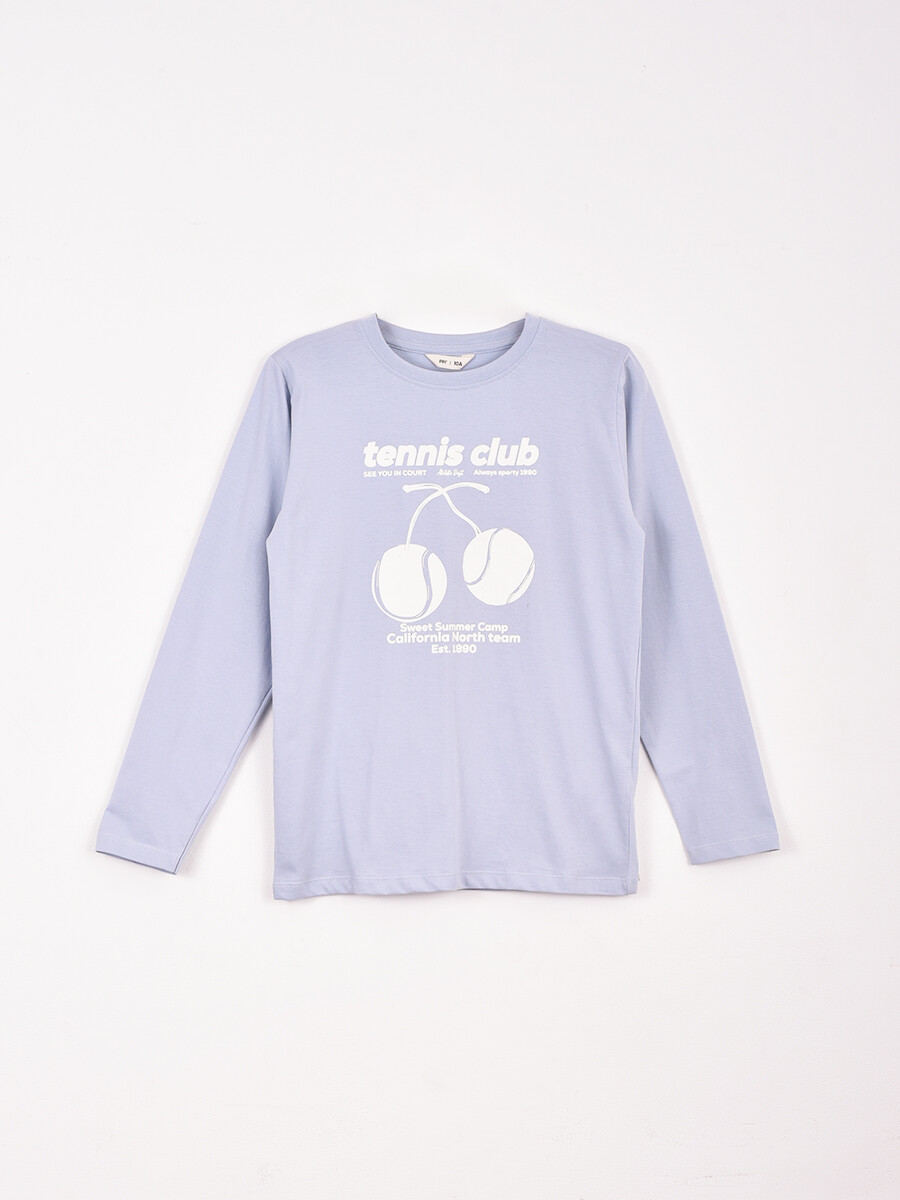 REMERA MANGA LARGA CLUB - CELESTE 