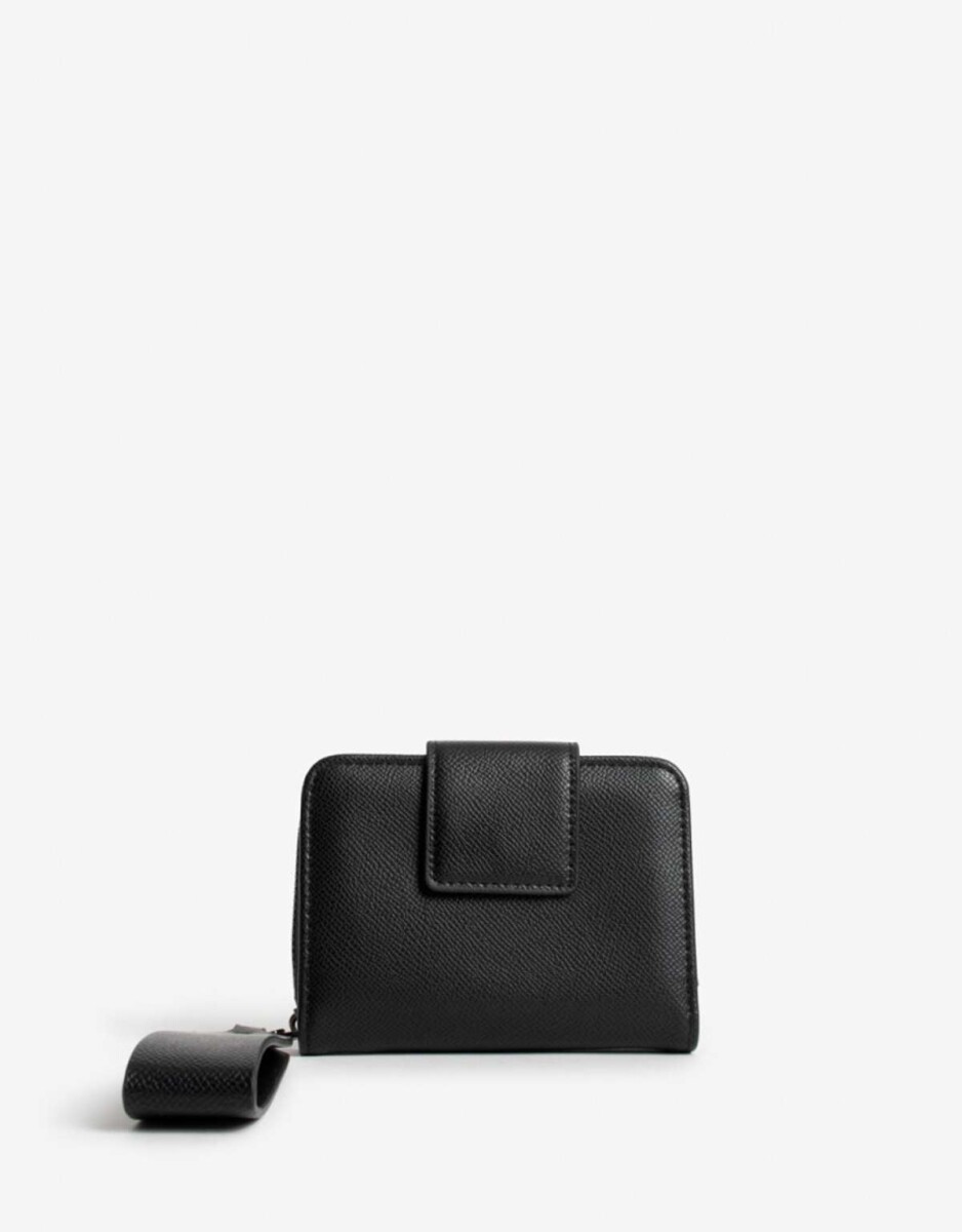 Billetera Texturada Con Solapa - Negro 