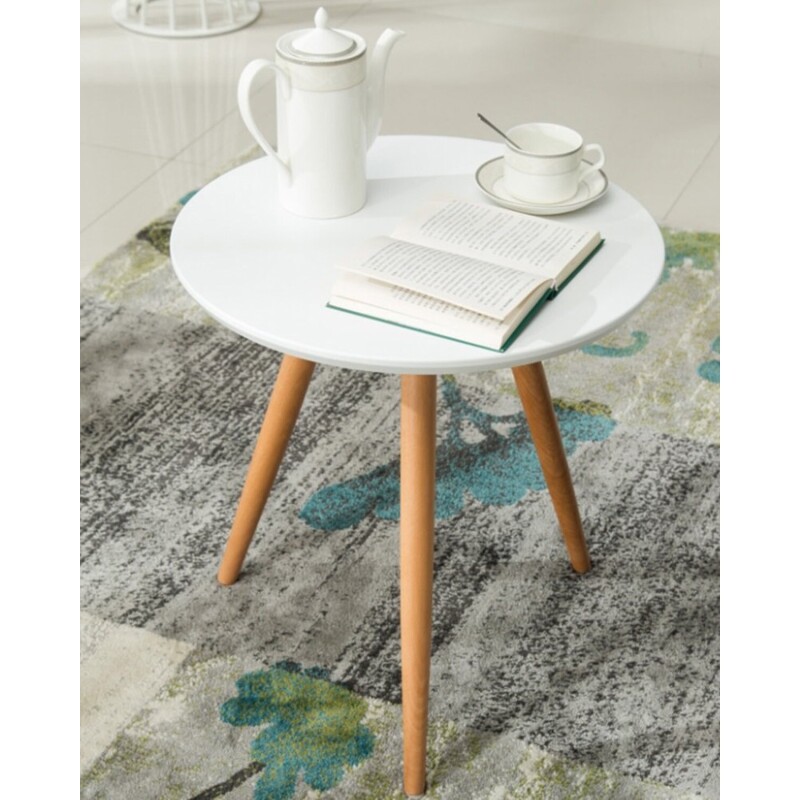 Mesa auxiliar en madera diseño nórdico 50x47cm Blanco