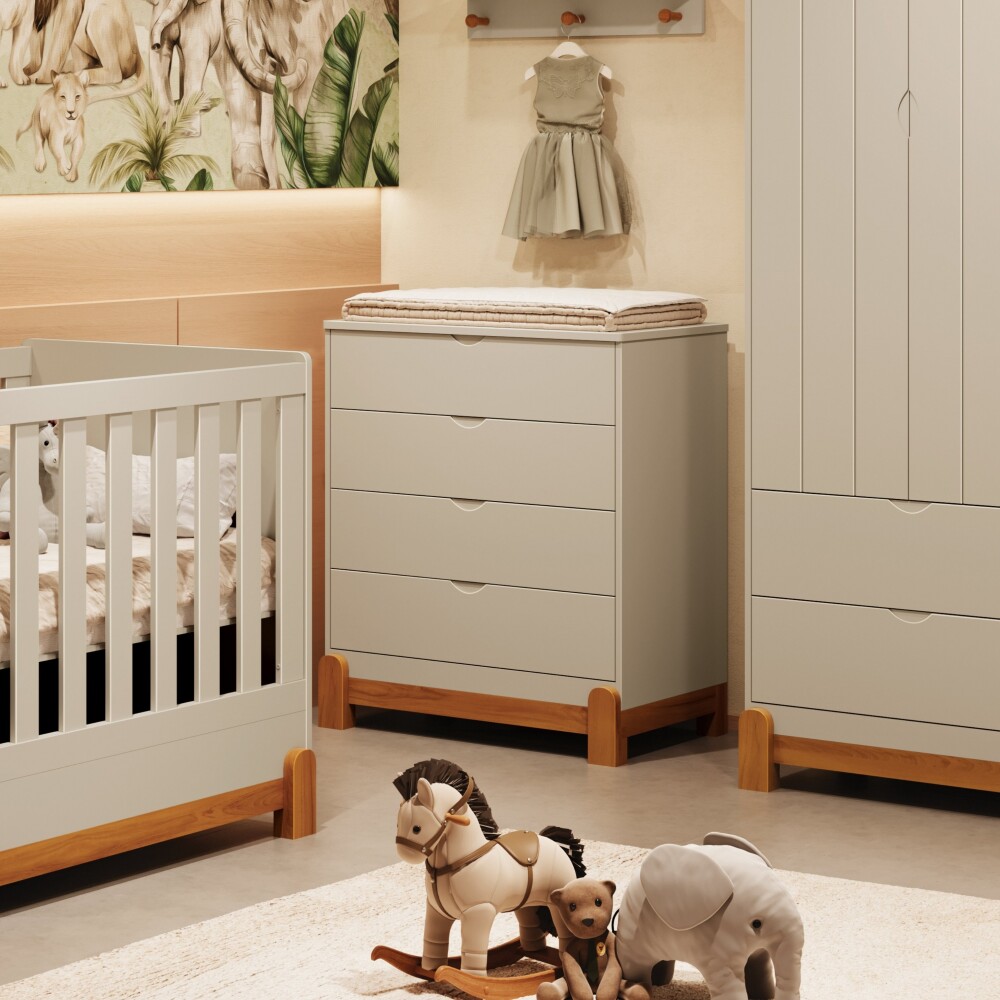 Cómoda 4 Cajones Infantil - Lotus Gris