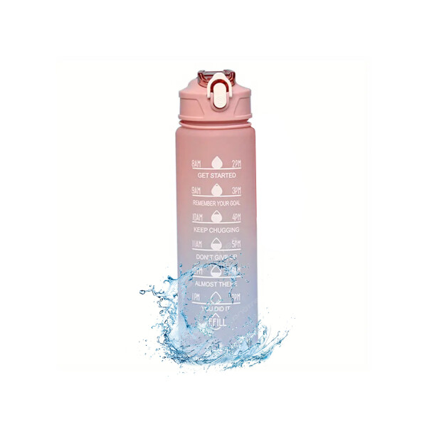 Botella De Agua Deportiva 750ML Motivacional Hidratacion Fit Variante Color Rosa