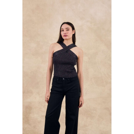 Top Cruzado Metalizado Negro