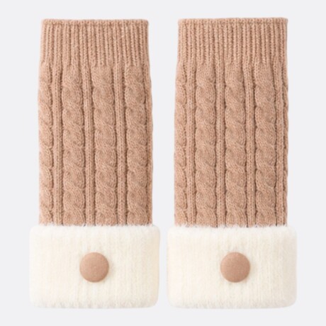 Guantes Sin Dedos Tejidos Beige